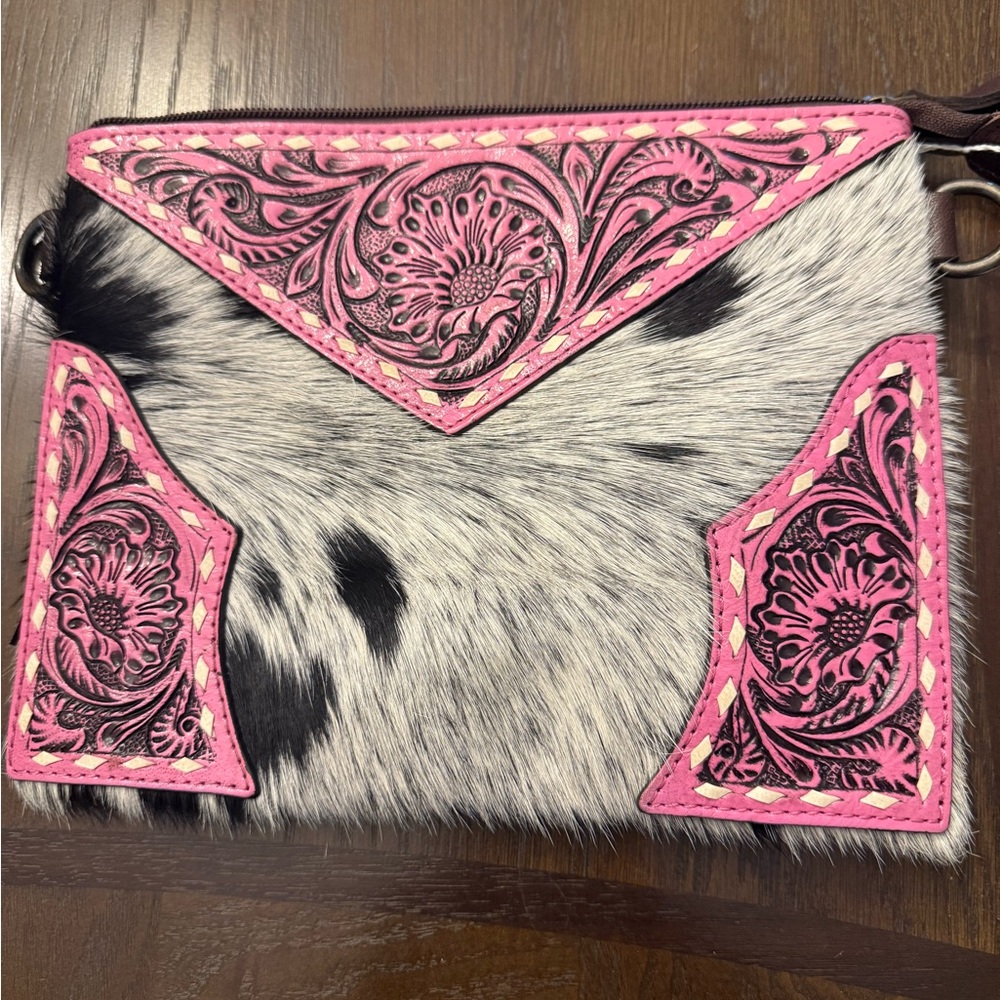 Elegant Pink and Black Patterned Clutch